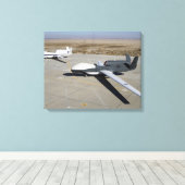 Twee Global Hawks parkeerden op een helling Canvas Afdruk (Insitu (Houten vloer))