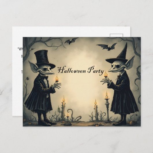Twee goed geklede Goblins Halloween Party Uitnodiging Briefkaart (Voorkant / Achterkant)