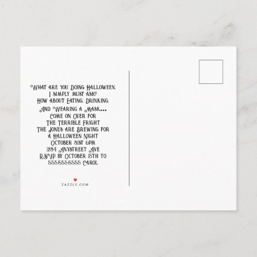 Twee goed geklede Goblins Halloween Party Uitnodiging Briefkaart (Achterkant)