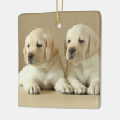 Twee Golden Labrador Puppies Keramisch Ornament (Links)
