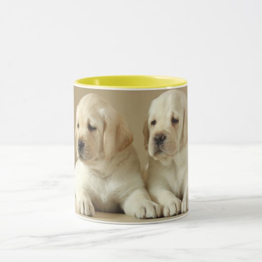 Twee Golden Labrador-Puppies Mok (Midden)
