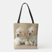 Twee Golden Labrador-Puppies Tote Bag (Achterkant)