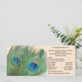 Twee Golden Peacock Feathers Trouwprogramma Programmakaart (Staand voorkant)