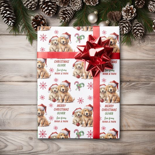 Twee Golden Retriever Puppies Cadeaupapier