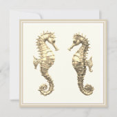 Twee Golden Seahorses Elegant Zee Ocean Wildlife Kaart (Voorkant)
