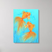 Twee goldfish art feng shui liefde symbolen kunst canvas afdruk (Voorkant)