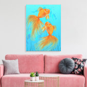 Twee goldfish art feng shui liefde symbolen kunst canvas afdruk (Insitu (Woonkamer))