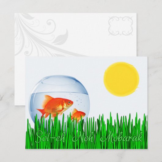 Twee Goldfish Sun Spring Equinox Tall Grass Briefkaart (Voorkant / Achterkant)