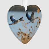 Twee Goose Wildlife Lake Dated Photo Custom Ornament (voorkant)