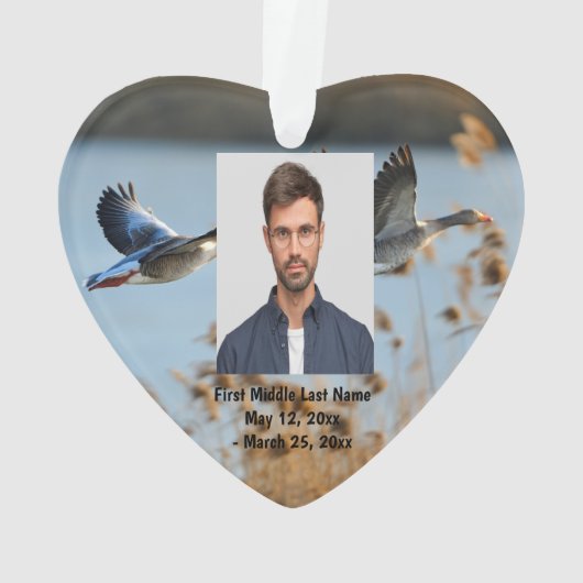 Twee Goose Wildlife Lake Dated Photo Custom Ornament (achterkant)