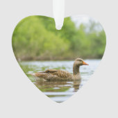 Twee Goose Wildlife Lake Dated Photo Custom Ornament (voorkant)
