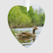 Twee Goose Wildlife Lake Dated Photo Custom Ornament (voorkant)