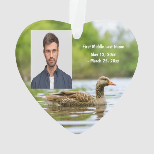 Twee Goose Wildlife Lake Dated Photo Custom Ornament (achterkant)