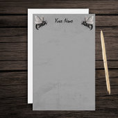 Twee gotische bijen illustraties met schedelvleuge briefpapier