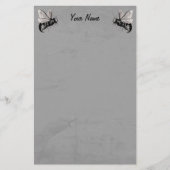 Twee gotische bijen illustraties met schedelvleuge briefpapier (Voorkant)