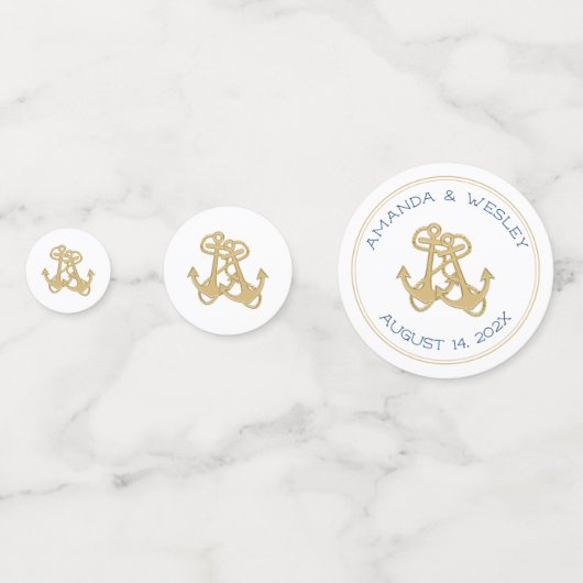 Twee goudankers Wedstrijktafel Aangepaste Confetti (Voorkanten)