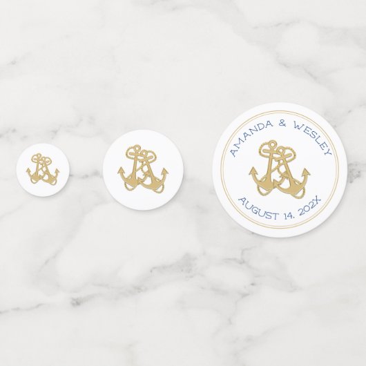 Twee goudankers Wedstrijktafel Aangepaste Confetti (Achterkanten)