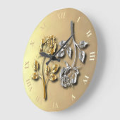 Twee gouden en zilveren Rozen met schaduwen Grote Klok (Hoek)