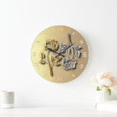 Twee gouden en zilveren Rozen met schaduwen Grote Klok (Huis)
