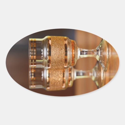 Twee gouden glazen ovale sticker (Voorkant)