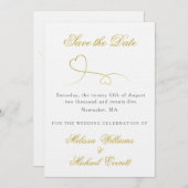 Twee gouden harten | Elegant Minimaal De datum ops Kaart (Voorkant / Achterkant)