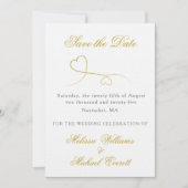 Twee gouden harten | Elegant Minimaal De datum ops Kaart (Voorkant)