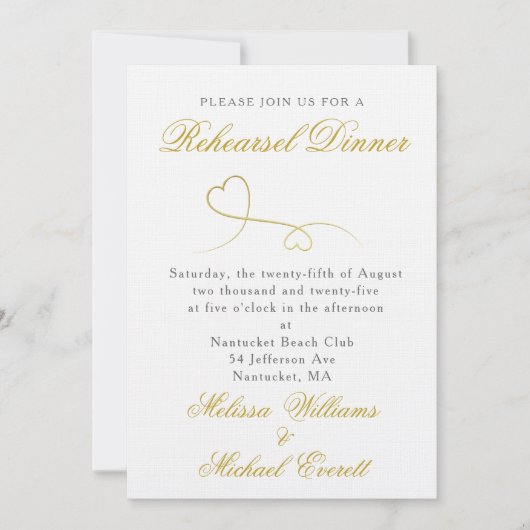 Twee gouden harten | Elegant minimaal repetitiedin Kaart (Voorkant)