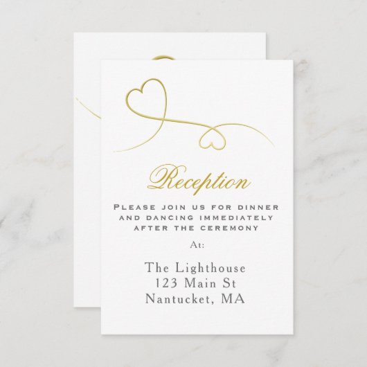 Twee gouden harten | Minimale bijlage voor het huw Kaart (Voorkant / Achterkant)