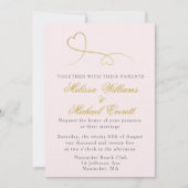 Twee gouden harten | Minimale uitnodiging tot roze (Voorkant)