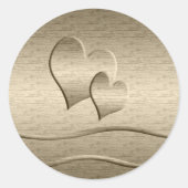 Twee gouden harten ronde sticker (Voorkant)