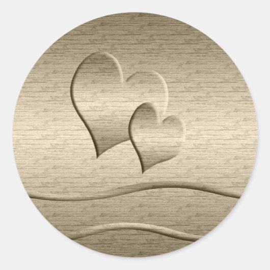 Twee gouden harten ronde sticker (Voorkant)