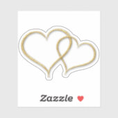 Twee gouden harten sticker (Vel)