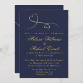 Twee gouden harten | Uitnodiging tot het indienen  (Voorkant / Achterkant)