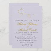 Twee gouden harten | Uitnodiging tot weddenschappe (Voorkant / Achterkant)