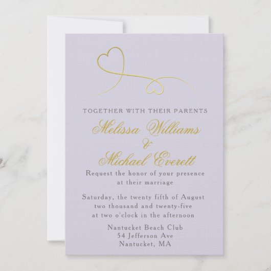 Twee gouden harten | Uitnodiging tot weddenschappe (Voorkant)