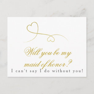 Twee gouden harten   Wees mijn dienstmeisje van he Uitnodiging Briefkaart