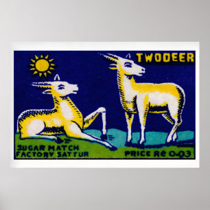 Twee Gouden Herten - Matchbox Print - Esthetische