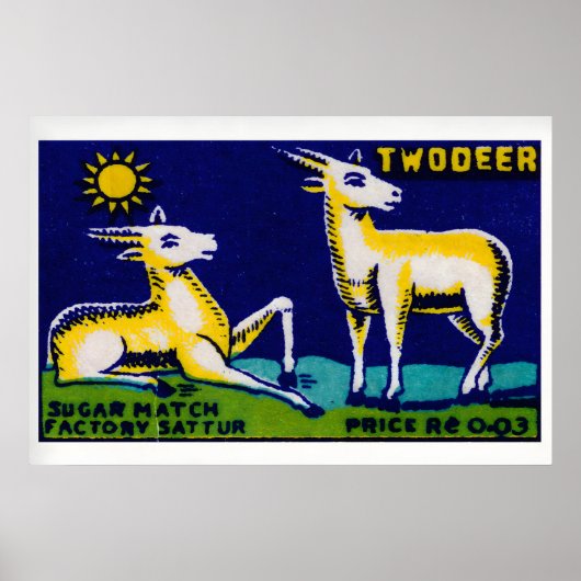 Twee Gouden Herten - Matchbox Print - Esthetische (Voorkant)
