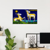 Twee Gouden Herten - Matchbox Print - Esthetische (Thuiskantoor)
