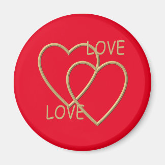 Twee gouden liefhebbende harten magneet