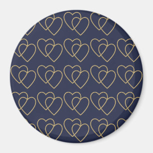 Twee gouden liefhebbende harten patroon magneet