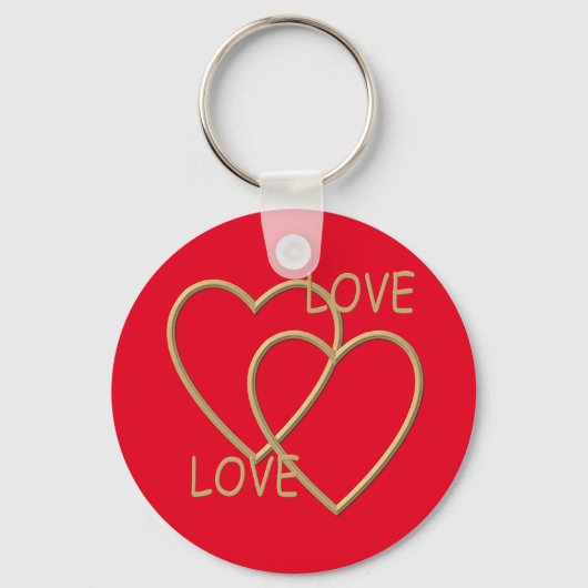 Twee gouden liefhebbende harten sleutelhanger (Voorkant)