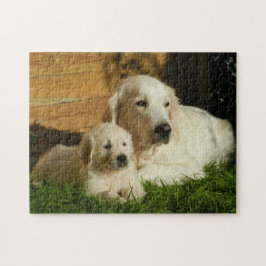 Twee gouden rievers - Mam en puppy - Liefde Legpuzzel
