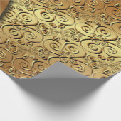 Twee gouden toontextuur met een gouden vlinder cadeaupapier (Hoek)