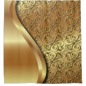 Twee gouden toontextuur met een gouden vlinder douchegordijn (Voorkant)