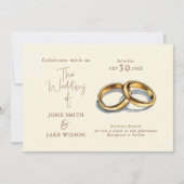 Twee gouden trouwringen illustratie bruiloft kaart (Voorkant)