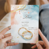 Twee gouden trouwringen ophisticated Save the Date Kaart