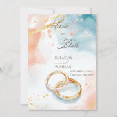 Twee gouden trouwringen ophisticated Save the Date Kaart (Voorkant)
