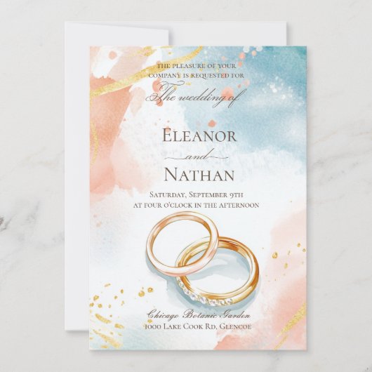 Twee gouden trouwringen zijn verfijnd kaart (Voorkant)