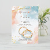 Twee gouden trouwringen zijn verfijnd kaart (Staand voorkant)